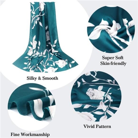 100% Large Silk Feeling Scarf -Women's Fashion Long Satin Neck Scarf - Picture 2 of 7